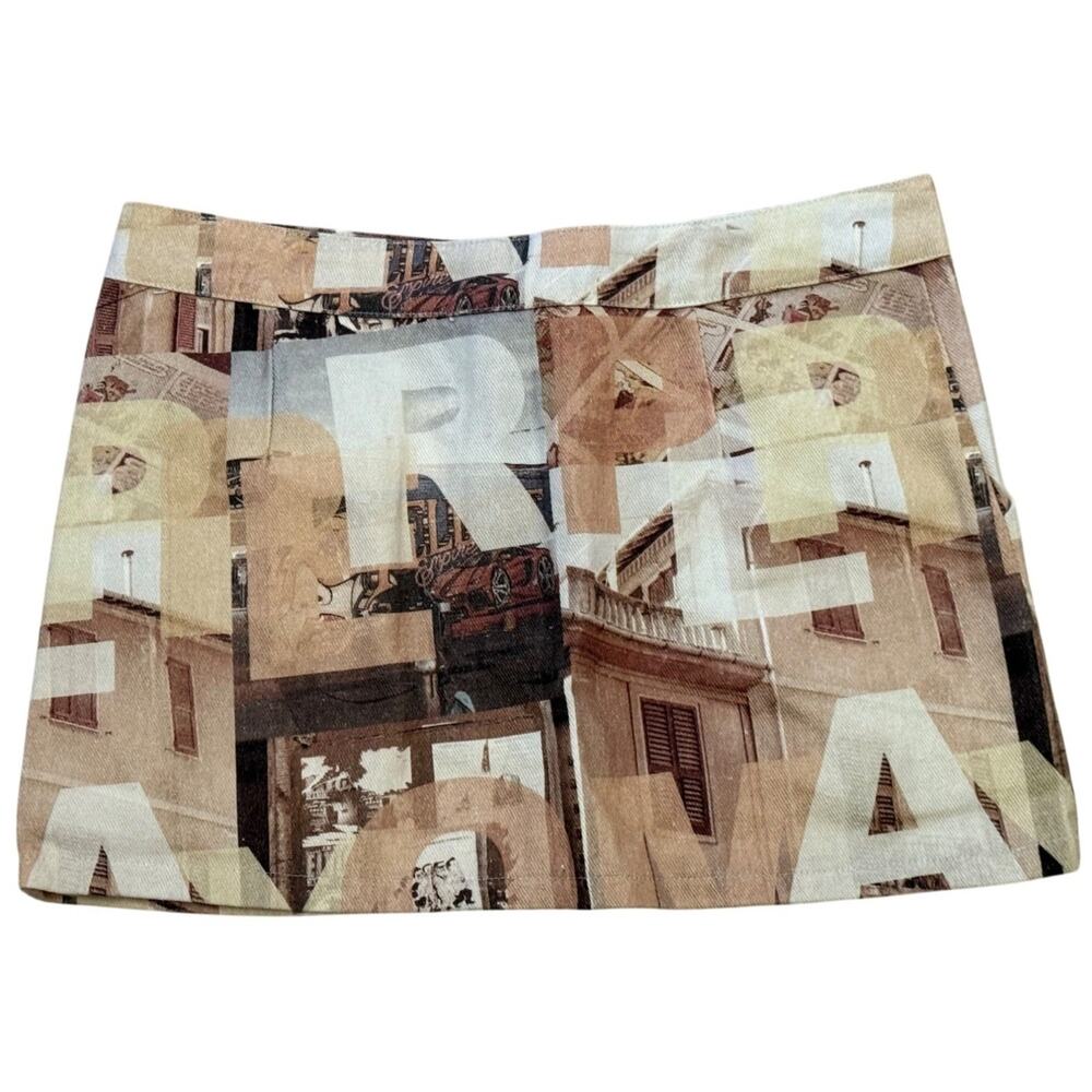 Womens Mini Skirt Neutral Film Graphic A-Line Size 2 NWT Peppermayo On The Edge - Picture 5 of 15